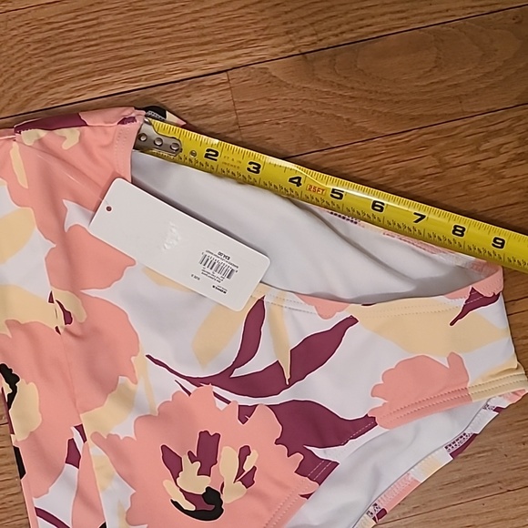 FRESHWATER WOMENS HIGH LEG HIGH WAIST PEACH FLORAL BATHING SUIT BOTTOMS SMALL - Picture 10 of 12